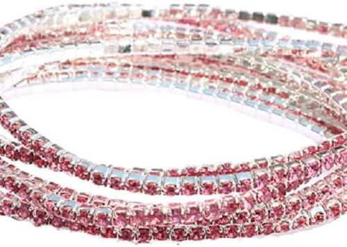 5Pcs Set Sparkling Rhinestone Stretch Tennis Bracelets Set Colorful Fashion Stackable Crystal Elastic Bracelet Shining Wedding Party Jewelry for Women