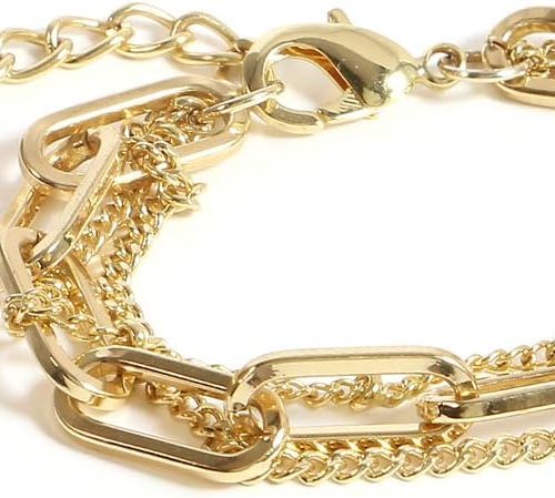 Waterproof Gold Chain Bracelet For Women Non Tarnish,14K Gold Plated Link Dainty Bracelets Stake Layered Bracelet Set Hypoallergen Gold Jewelry
