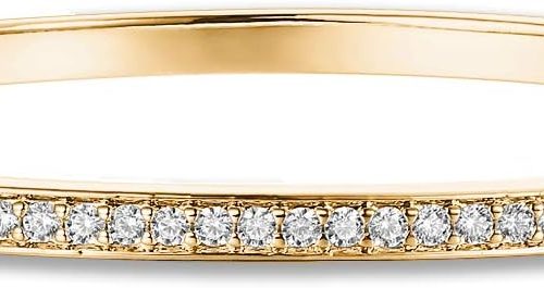 14K Gold Plated Cubic Zirconia Bangle Tennis Bracelets for Women | Classic Love Cuff Bangle Bracelets