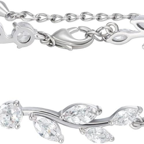 Cubic Zirconia Wedding Bridal Bracelet for Brides,Bridesmaids, Silver Crystal Elegant Tennis Bracelet for Women Prom Jewelry Gifts