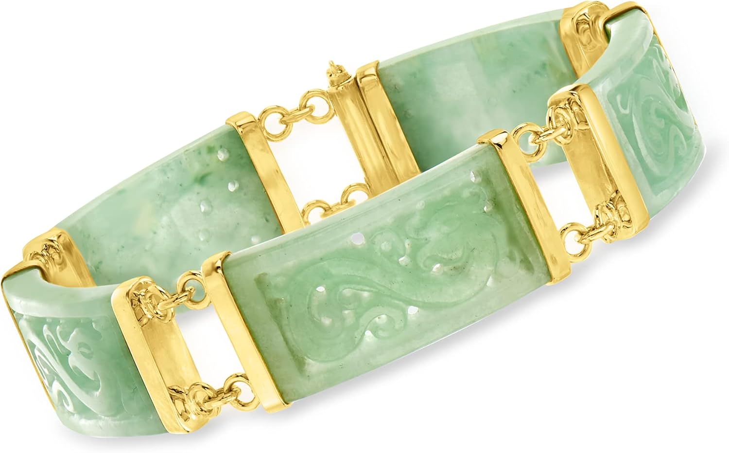 Jade Dragon Bracelet With 18kt Gold Over Sterling